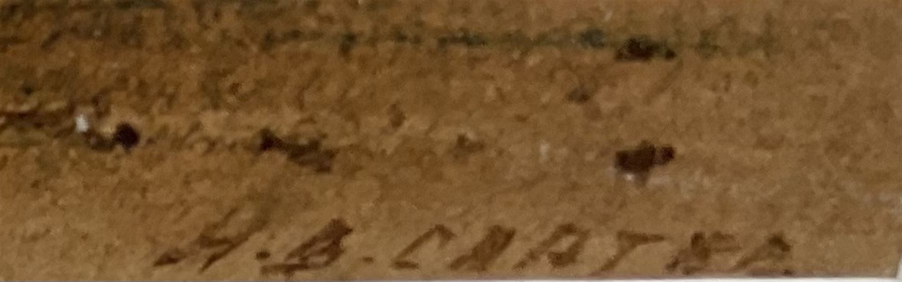 Henry Barlow Carter (British 1804-1868): Fishing Boat on the Beach at Low Tide 'Peel Castle Isle of Man', watercolour signed, titled verso 12cm x 16.5cm 
Provenance: part of a large North Yorkshire single owner life time collection of H B & J N Carter watercolours; with Abbott & Holder, Museum St., London, label verso