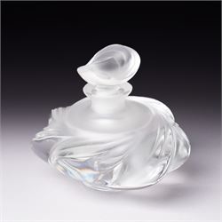 Lalique 'Samoa' glass scent bottle, designed by Marie-Claude, signed to base, H8cm 