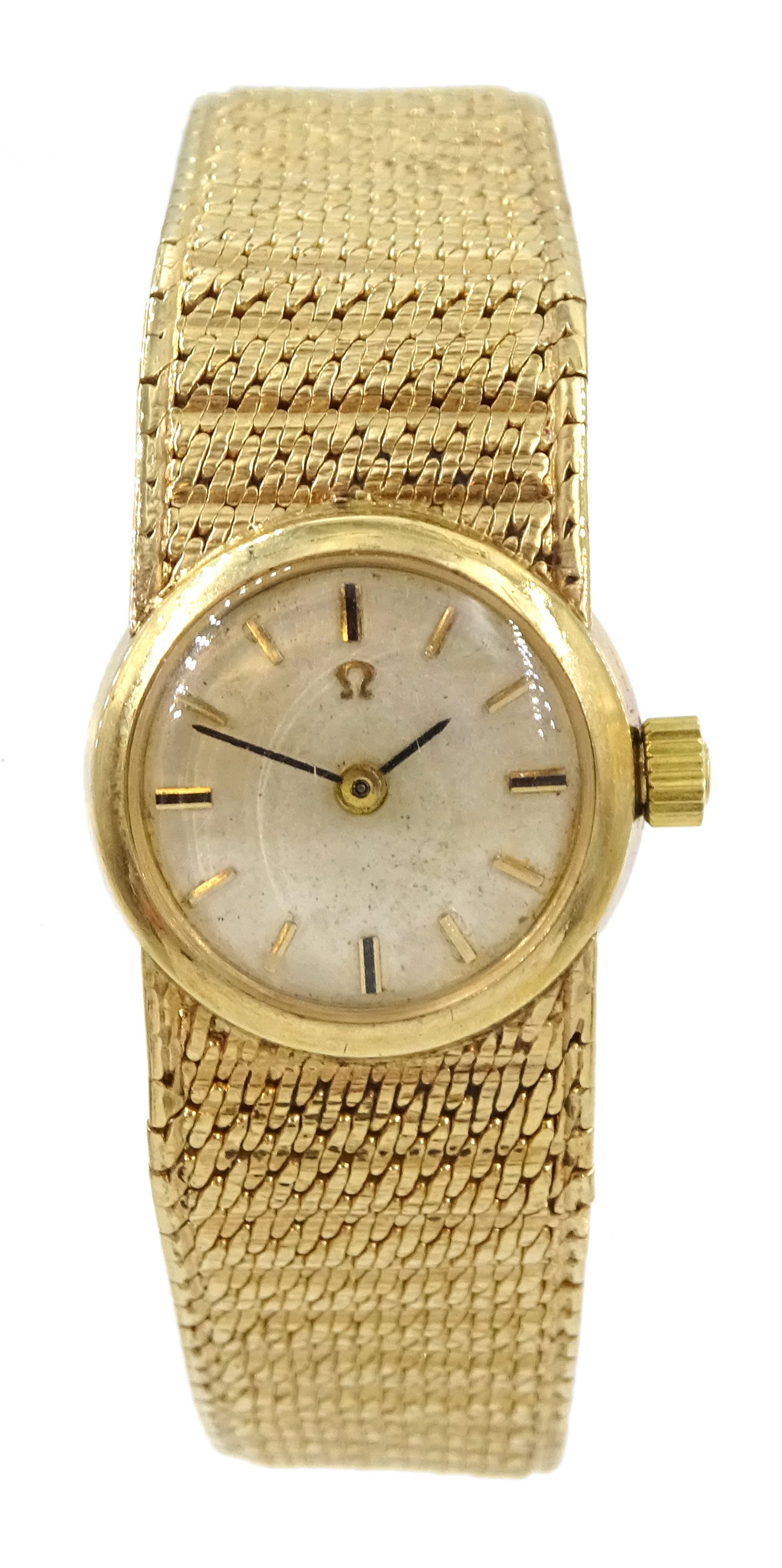 Omega 9ct gold ladies manual wind mesh 