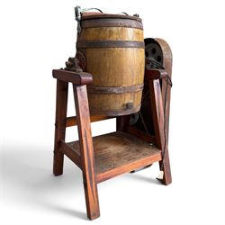 Two early 20th century dairy equipment items: Waide & Sons, Leeds – oak barrel butter chur...