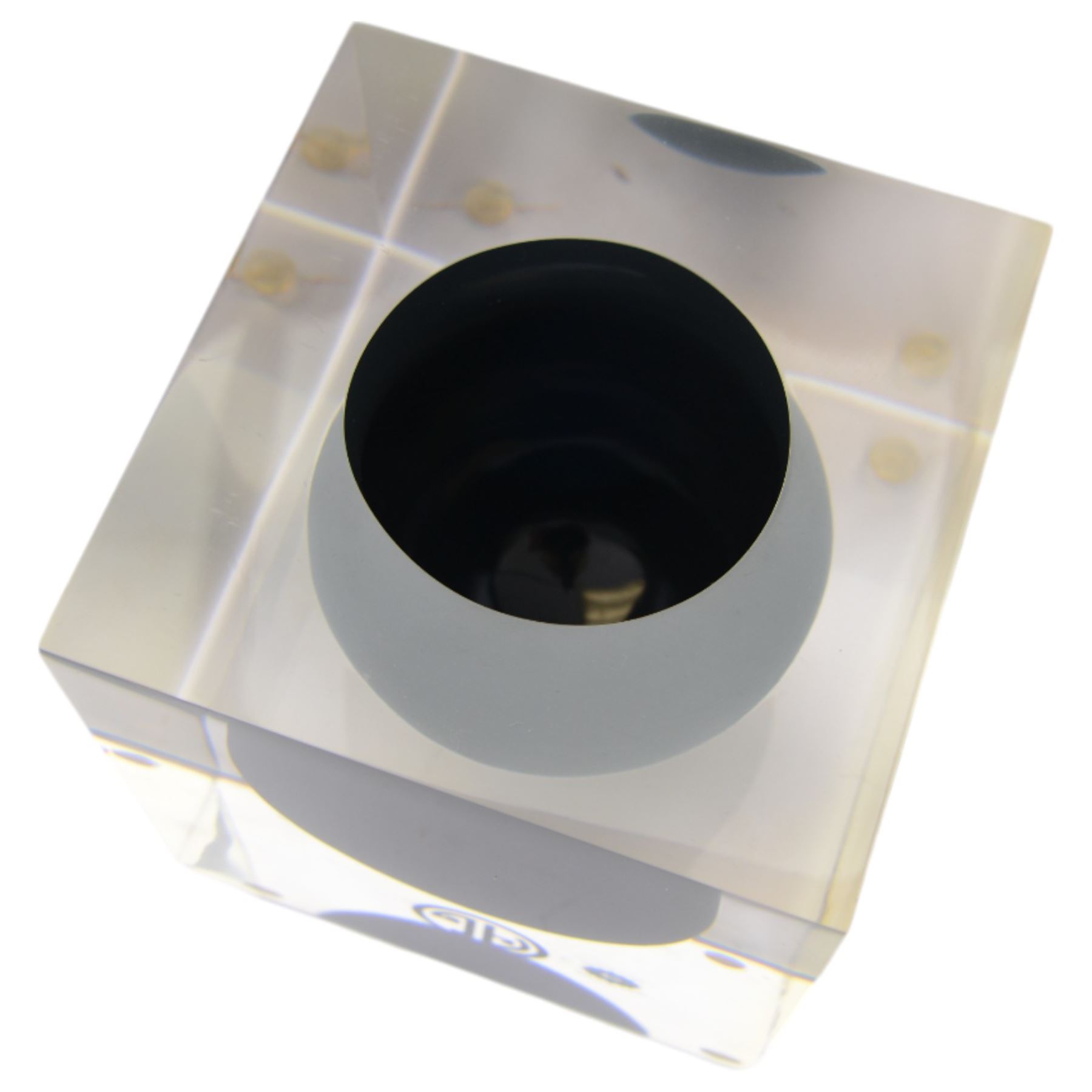 Four Jonathan Adler items, to include Op Art Lacquer box, in black and white geometric pattern, acrylic black Bel Air Scoop vase, Zebra Stacking dish and a white matte photograph frame, together with an Alexandra Von Frustenberg acrylic box with black and white geometric pattern