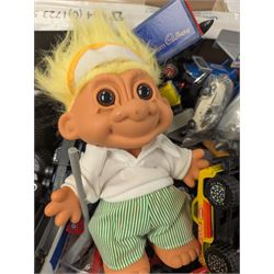 Collection of diecast cars, including Corgi and Dinky examples, together with a Russ Troll Doll, etc