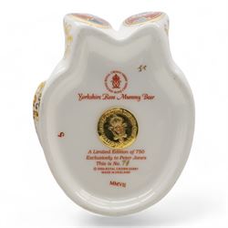 Two Limited Edition Royal Crown Derby paperweights, compromising Yorkshire Rose Mummy Bear, no.74/750, and Yorkshire Rose Daddy Bear, no.265/750, with gold stoppers