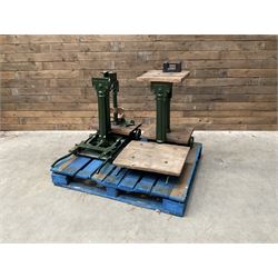 Two pairs of Victorian cast iron potato scales, one damaged with a 5kg weight