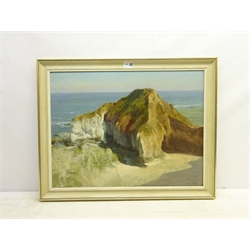  Walter Goodin (British 1907-1992): High Stacks Flamborough, oil on board signed 47cm x 62cm  DDS - Artist's resale rights may apply to this lot    