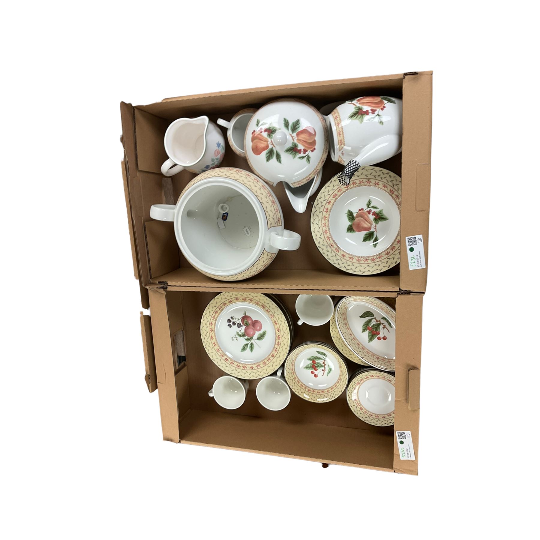 Large collection of Johnson Bro's and matching dinner and teawares, in six boxes 