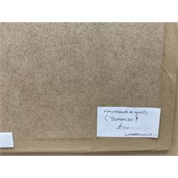 Ron Wagstaff (Northern British 20th Century): 'High and Dry - Norfolk', 'Haystack and Yard - Beamish', 'Newark Fairground' and Farmyard Landscapes, collection of five watercolours signed, variously titled verso max 35cm x 44cm (5)