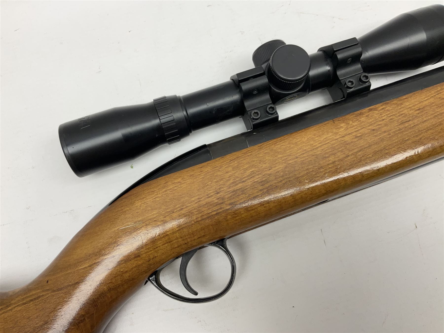 BSA 22 caliber air riffle with telescopic sight, in Fambeau hard case