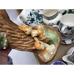 Wedgwood and Coalport 'Countryware' pattern ceramics, to include teapot, toast rack, napkin rings, jug, oval dish, sauce boat and saucer, etc, together with other ceramics to include Hornsea Fauna vase, Sylvac Apple Blossom pattern bowl, Sylvac jug in the form of a sack, no. 406, two Nao figures, tea wares, silver plated cutlery etc