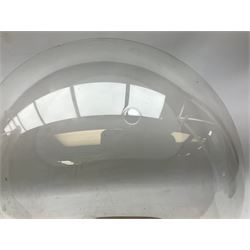 Victorian glass dome on stripped birch base, H48cm 