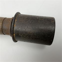 WW1 practice Mills bomb stamped 'A.L. & Co 1917 No.23 Mk.II' H10cm; and reproduction WW2 German stick grenade (2)