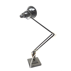 A black Hebert Terry Anglepoise lamp, on square stepped base, marked. 