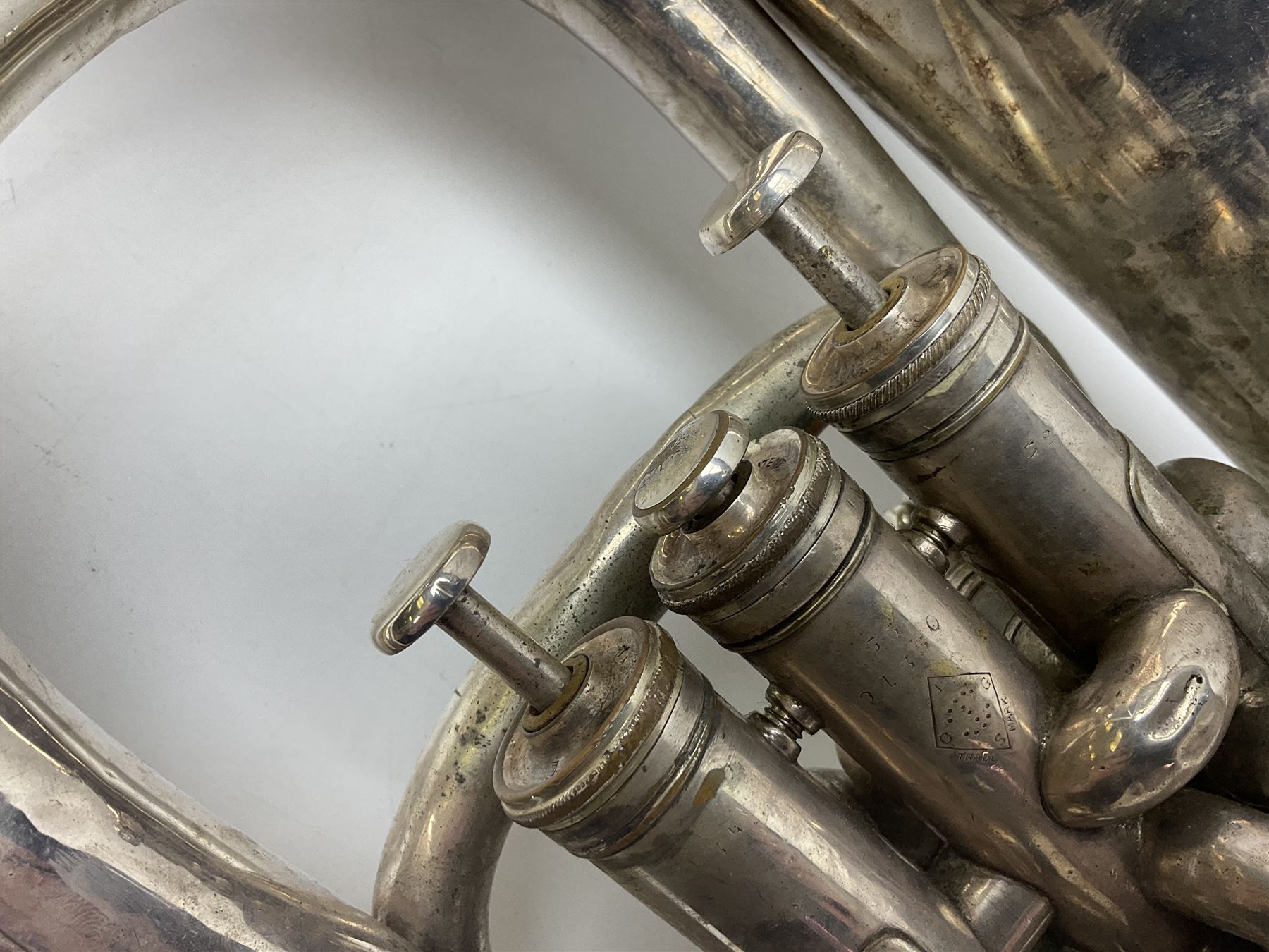 Boosey & Co Class A silver plated four-valve euphonium, serial no.117918 L62cm; in carrying case