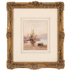 Robert Malcolm Lloyd (British 1859-1907): Harbour at Low Tide, watercolour signed and indistinctly titled, 16cm x 13cm 