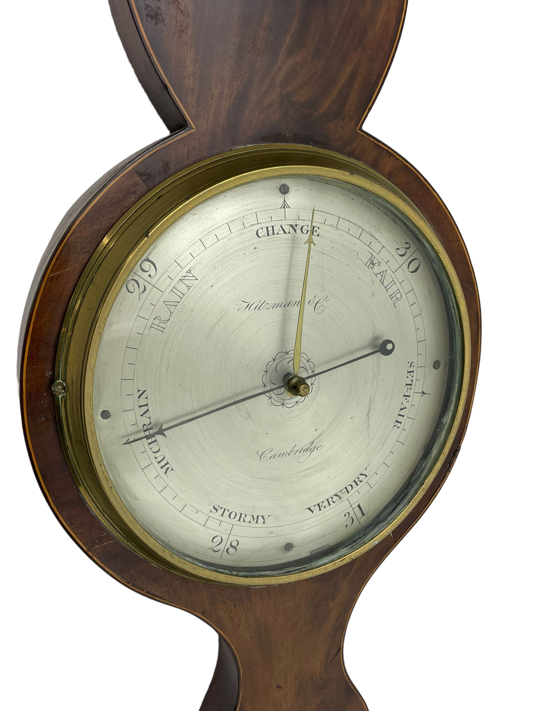 Hitzman & Co of Cambridge Early 19th century mahogany mercury wheel barometer c1830, With a