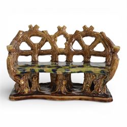 19th century pottery model of a bench, possibly Skey Pottery Tamworth, Staffordshire, the ...