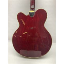 American Gretsch Super Chet semi-acoustic guitar, 1960s/70s, with 'pots' on scratch plate, serial no.5 2071, L111cm overall;  in original hard carrying case  