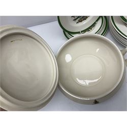 Collection of Spode Christmas Tree pattern part dinner service, comprising three covered tureens, eight dinner plates, eight side plates, eight dessert plates, sauce boat and saucer and serving platter (30)
