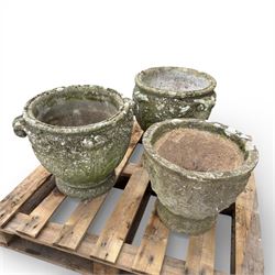 Three cast stone 20th century urns 