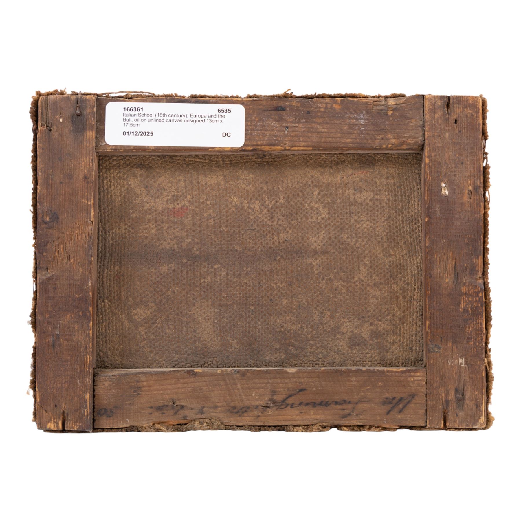 Italian School (18th century): Europa and the Bull, oil on unlined canvas unsigned 13cm x 17.5cm