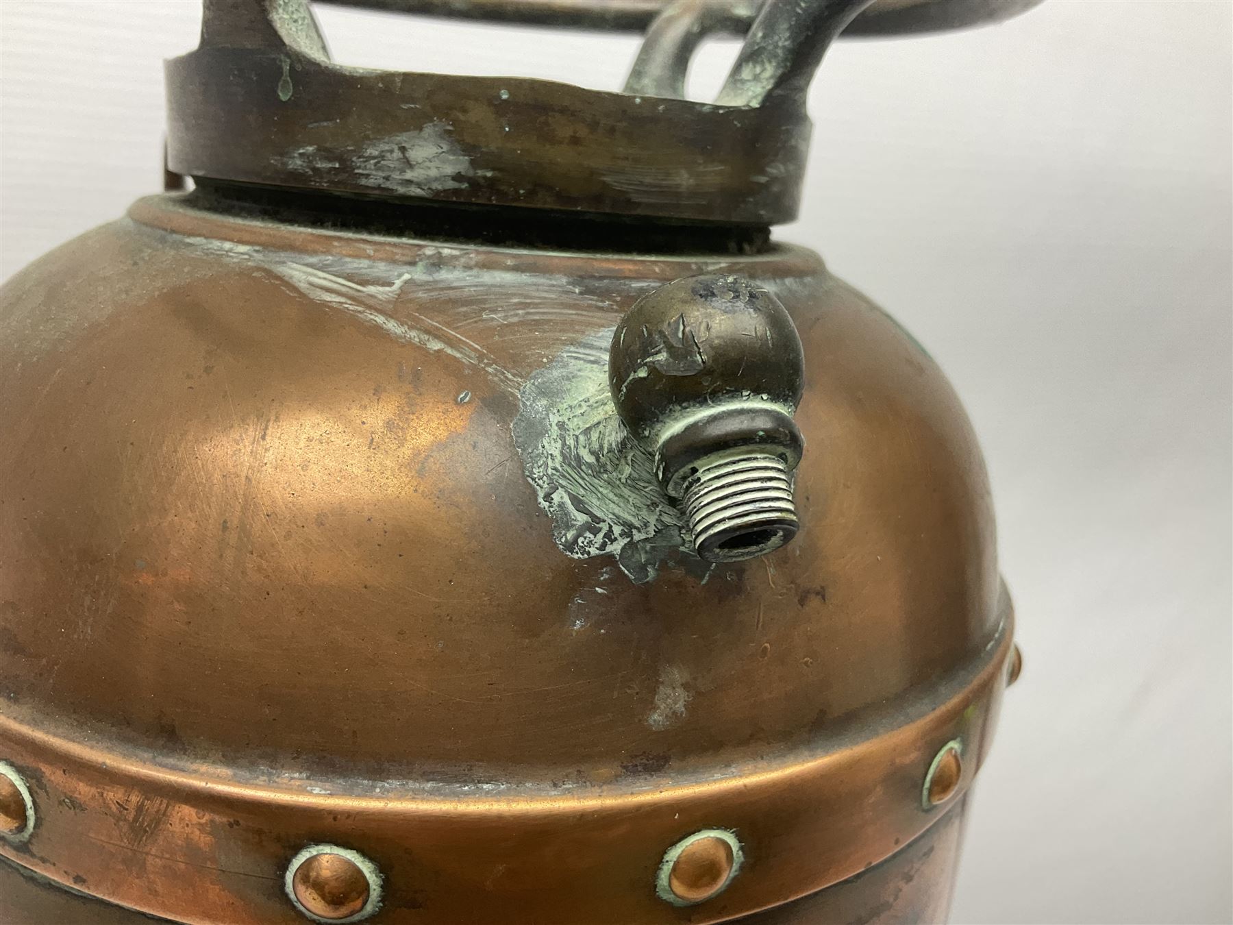 Early 20th century copper and brass Rex fire extinguisher, H55.5cm