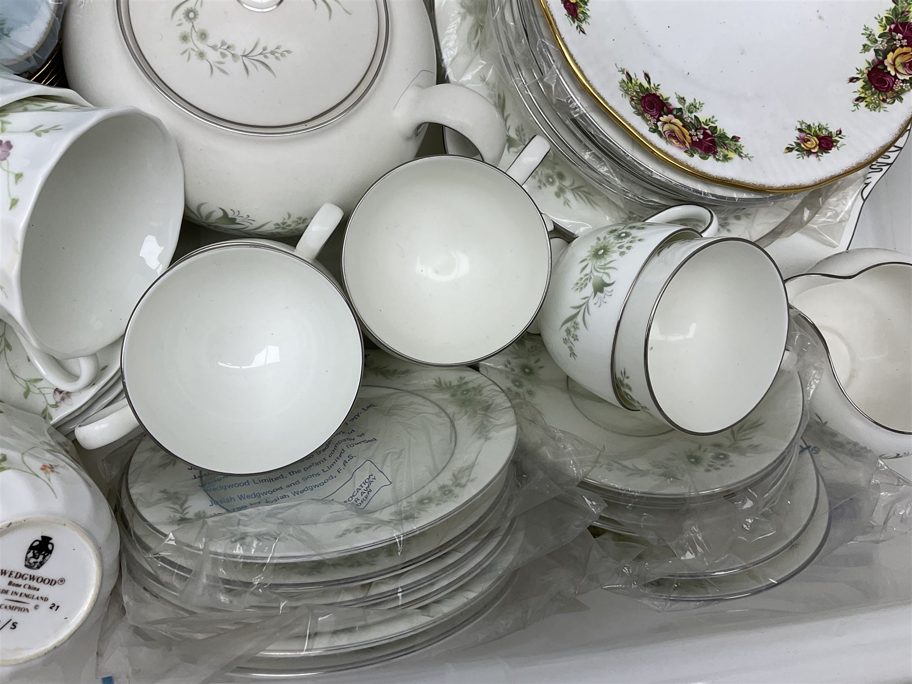 Wedgwood Westbury pattern tea set; another Wedgwood floral patterned tea set; and an Elizabethan rose pattern tea set.