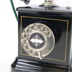 20th century Jydsk danish table top pillar telephone, with crank handle, bakelite and chrome mounted receiver, H34cm