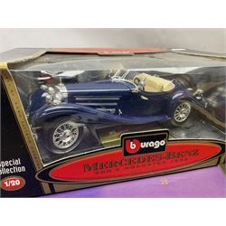 Corgi - Queen Elizabeth Golden Jubilee 1952 - 2002 1:40 scale die-cast model State Landau No. CC09901; boxed; Bburago Mercedes-Benz 500K Roadster 1936; and thirteen other modern die-cast models by Lledo, Matchbox, Cararama, Maisto, Quartzo etc; all boxed (15)