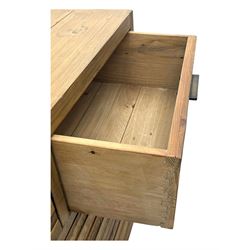 Barker & Stonehouse - contemporary 'Charlie' reclaimed wood chest, rectangular plank top over three short and four long drawers, raised on square supports