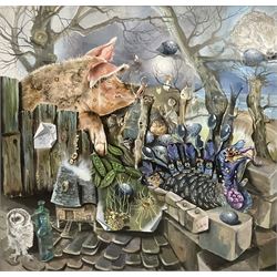 Sheila Gertrude Mackie (Northern British 1928-2010): A Menagerie of Animals, gouache and cut-out signed with initials 113cm x 118cm