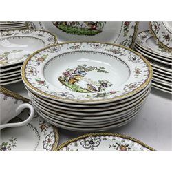 Copeland Spode Chelsea pattern part dinner service, to include seventeen dinner plates, eight side plates, Fifteen soup bowls in two sizes, meat platter etc (53)