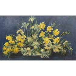 Arthur Delaney (British 1927-1987): 'Daffodils', oil on board signed and dated 1967, titled verso 40cm x 66cm
