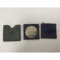 Grolier Club’s silver Schraubmedaille to commemorate the German campaign of 1813, obverse depicts a Greek temple, below “Eintracht Überwindet Alles”, the reverse depicts three figures and the text “Gerechtigkeit. Weisheit. U. Einigkeit. Beglücken. D.: Menschheit”, inside are twelve circular hand coloured engravings depicting six major battles of the German campaign, each with corresponding descriptions, D