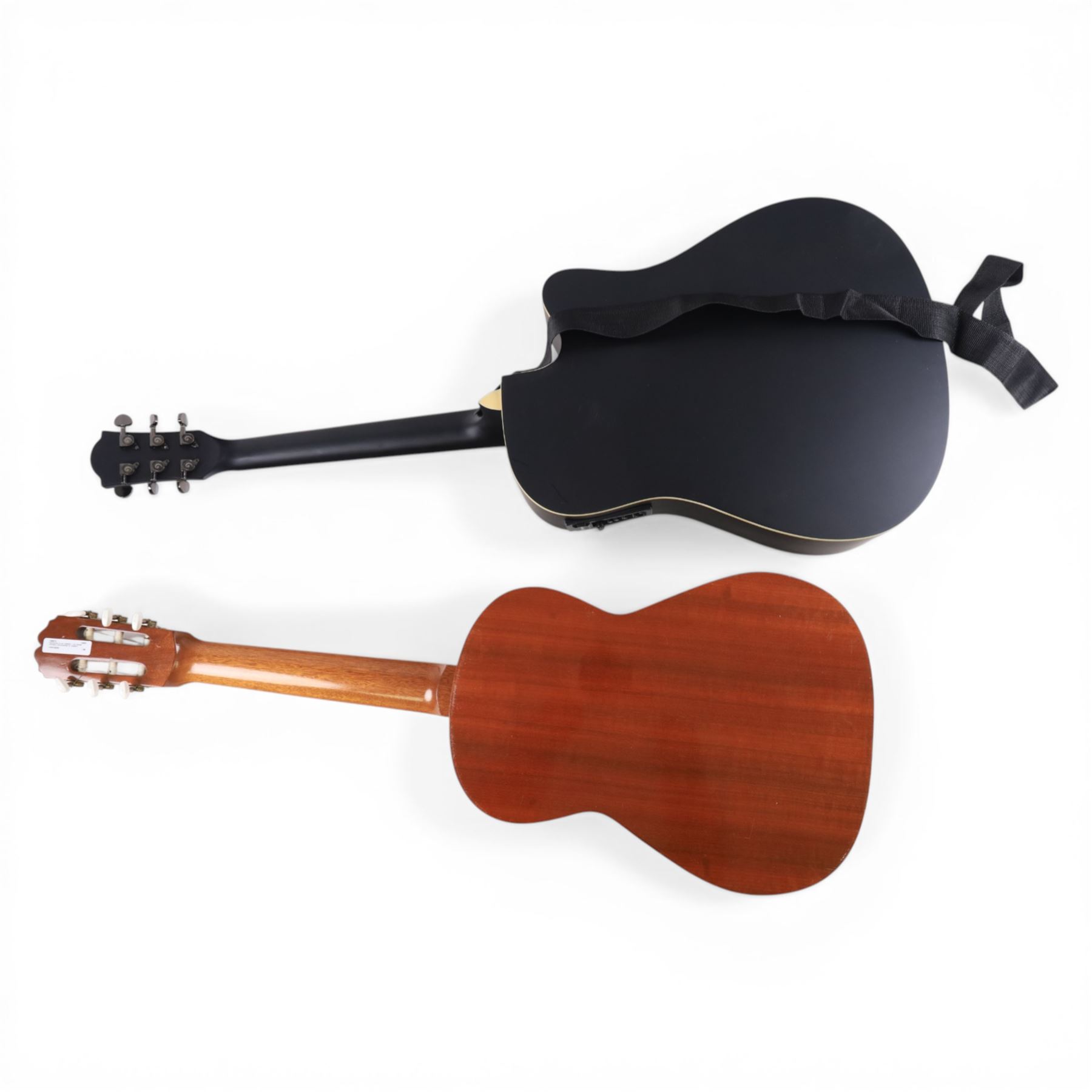 Vangoa electro-acoustic guitar model VGE-1L in soft case, together with a BM Clasico guitar 