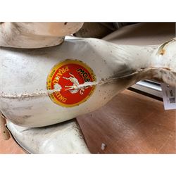 1960's Mobo Toys (David Sebel & Co) Prairie King spring rocking horse on stand, painted pressed steel construction, red tubular stand, trademark red and yellow circular Mobo logo, 100cm long (dismantled)