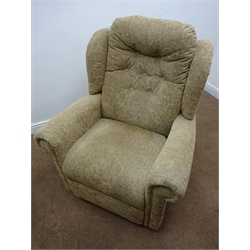  Electric riser reclining armchair, upholstered in a dark beige floral fabric, W85cm (This item is PAT tested - 5 day warranty from date of sale)  