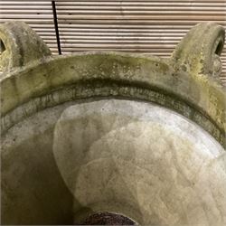 Cast stone, circular centre-piece garden urn, set with four maiden figures - THIS LOT IS TO BE COLLECTED BY APPOINTMENT FROM DUGGLEBY STORAGE, GREAT HILL, EASTFIELD, SCARBOROUGH, YO11 3TX