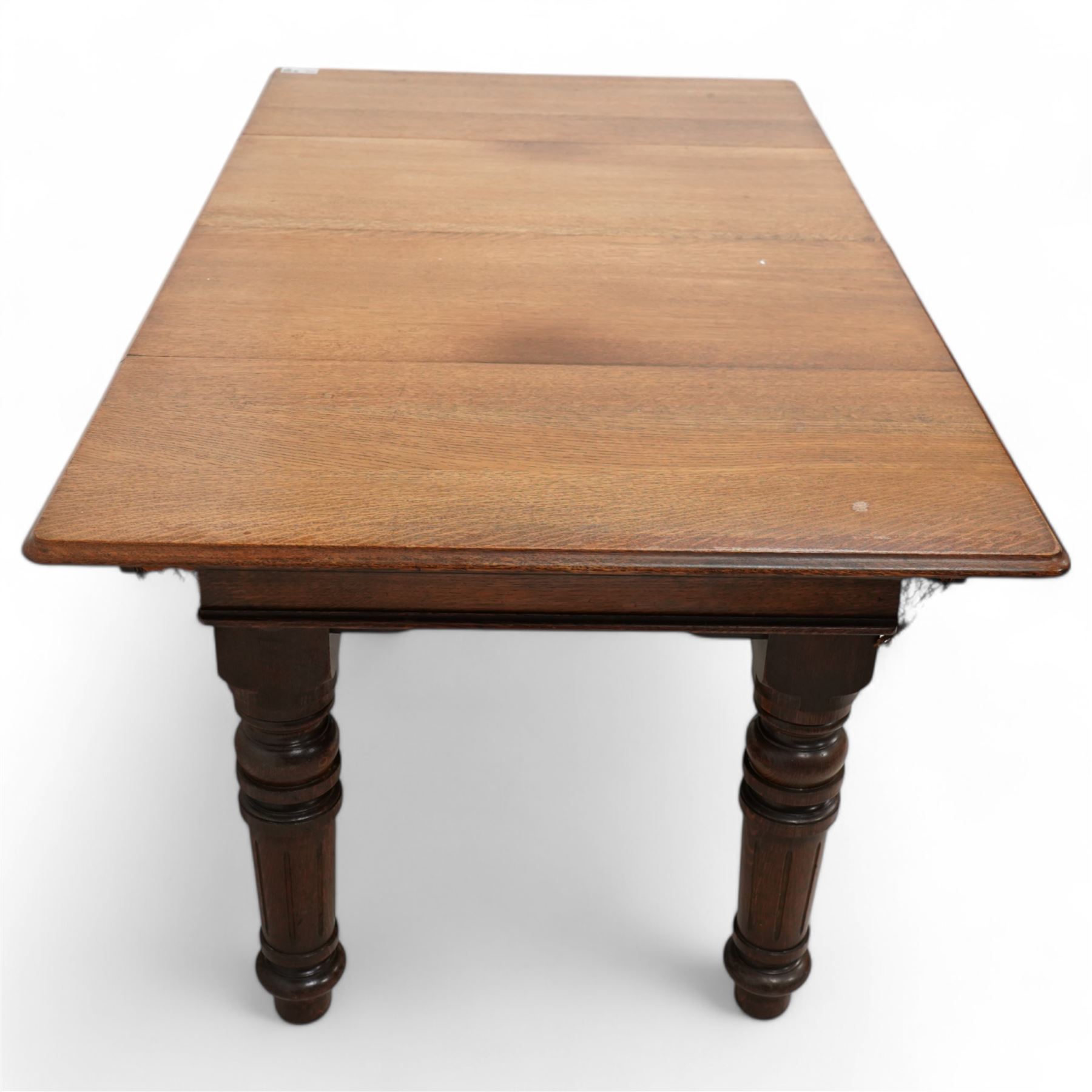 Riley - oak quarter size snooker table with dining table leaves, rise and fall top, on turned and fluted supports 