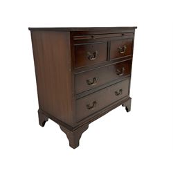 20th century mahogany chest, fitted with slide above two short and two long drawers
