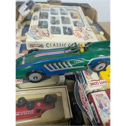 Collection of diecast model vehicles, including Corgi Super Haulers Pickfords lorry, Corgi Bedford Coach, Lledo Days Gone and Trackside models two Maisto motorcycles, etc, all boxed together with a St Johns tinplate Land Speed Record clockwork car