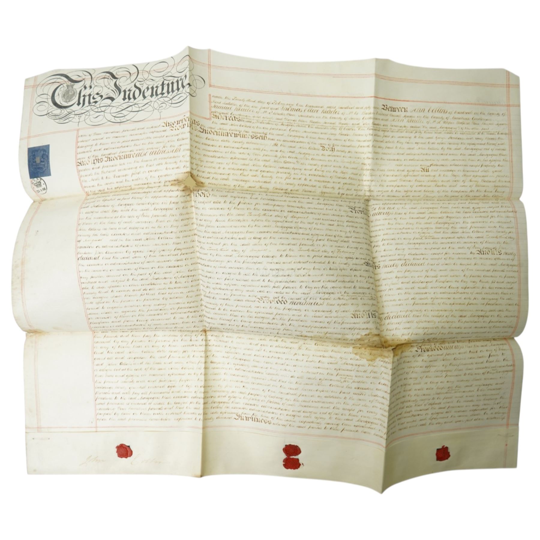 George III surrender of a tenancy in the Manor of Liddington in the county of Rutland, surrender of a tenancy on the same estate 1799 and two other indentures concerning the same estate; William and Mary indenture 1691,  Queen Anne indenture between John Waldrom of Oadby and George Durnor, mortgage document and other indentures