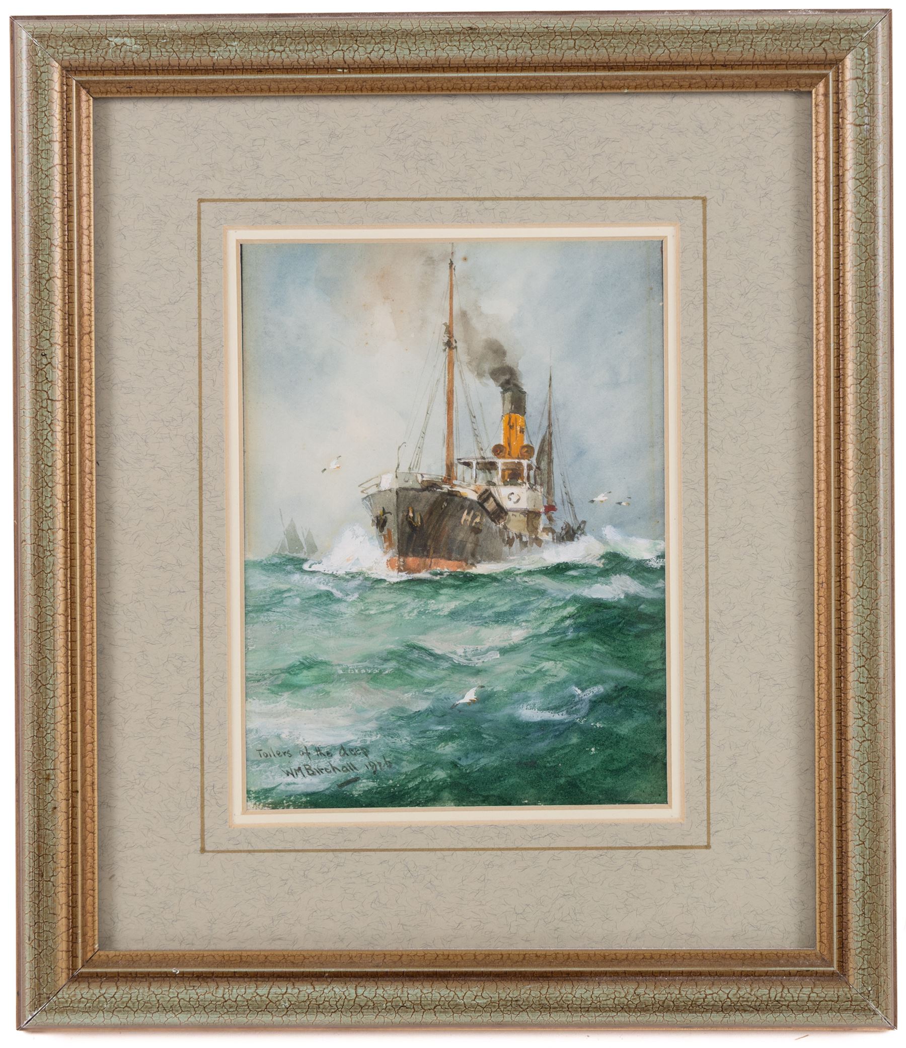 William Minshall Birchall (American 1884-1941): 'Toilers of the Deep', watercolour heightened with white signed titled and dated 1926, 17cm x 13cm 