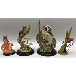 Four Teviotdale figures, comprising tawny owl, mice on a branch, field mouse and a mouse on a mushroom, together with a selection of Country Artists figures and Leonardo Collection figures, etc.  