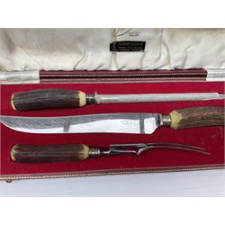 Silver mounted glass cruet set, Hallmark Walker & Hall, together with silver plate cased canteen, tea set etc