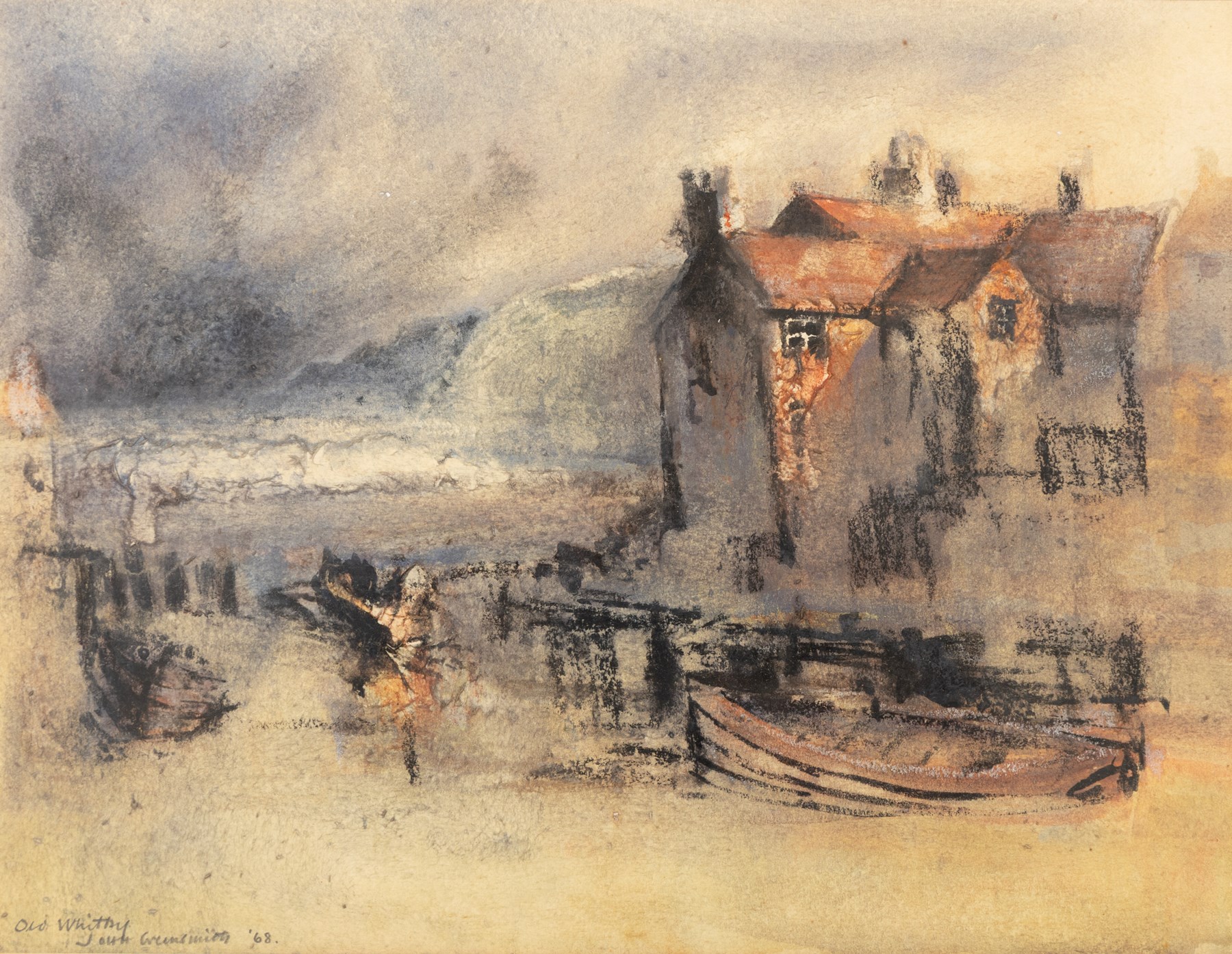 John Hiram Greensmith (Sheffield 1932-2021): 'Old Whitby', pastel signed titled and dated '68, 28.5cm x 37cm