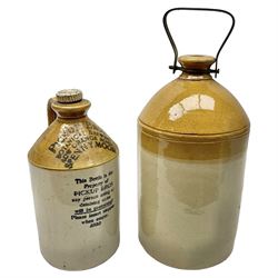 Early 20th century stoneware advertising flagon, marked to front 'Pickup Bros Botanical Brewers', together with a larger stoneware flagon