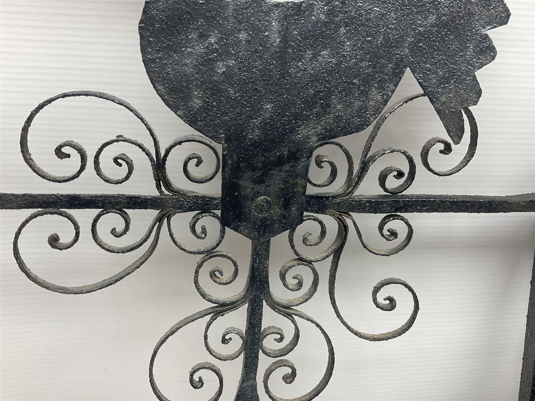 Wrought iron weathervane, with cockerel finial, H95cm