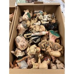 Collection of model pigs, Staffordshire Woodland Collection figures, trophies etc in three boxes
