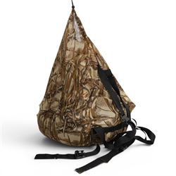 Camouflage bag filled with camouflage netting and Pigeon decoys