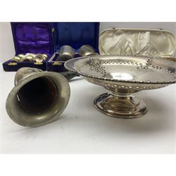 Hunting horn, with silver plated mounts, Ronson red glass table lighter, silver plated bowl, goblets and liquer glasses and other collectables